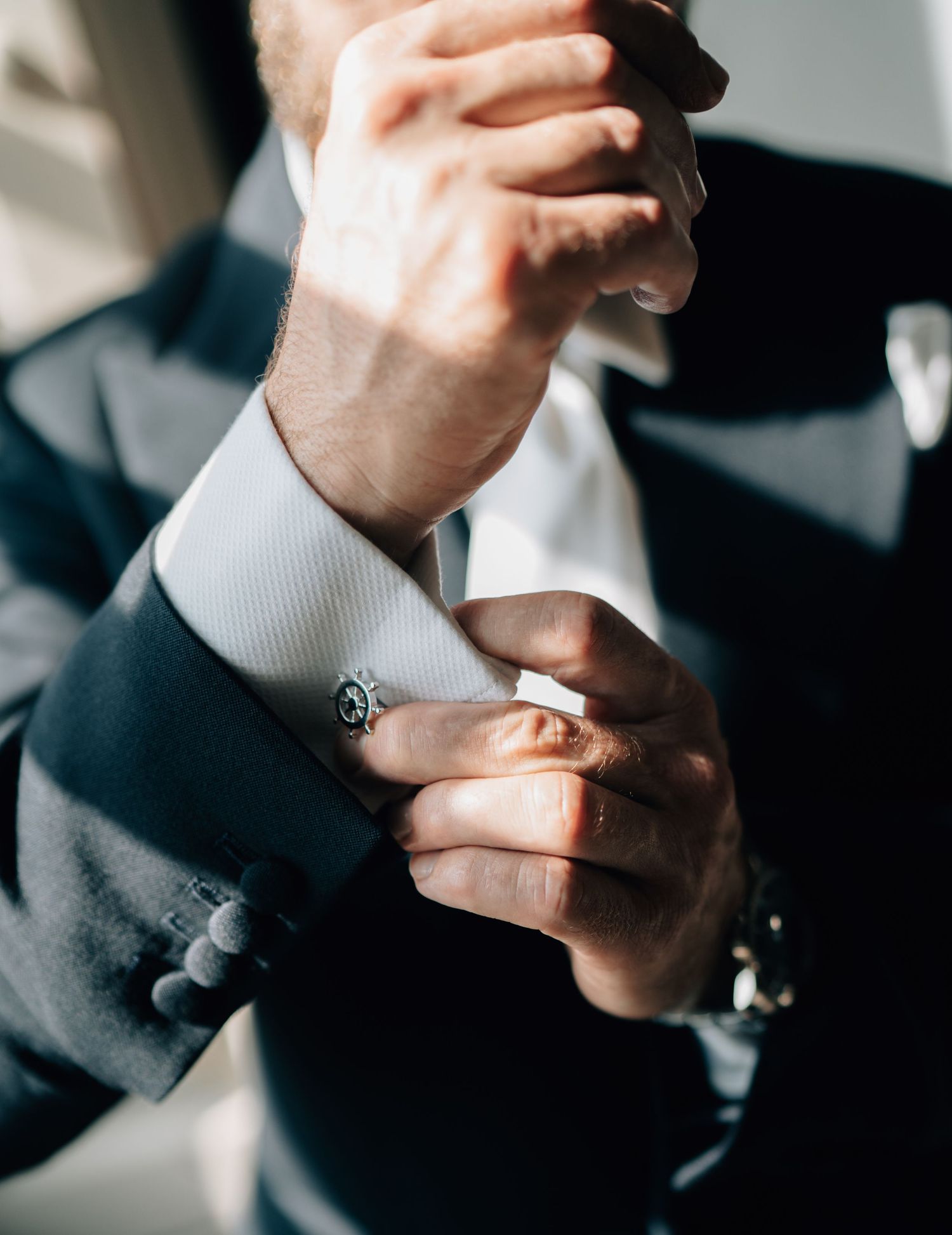 Groom details captured by Manchester wedding photographer.