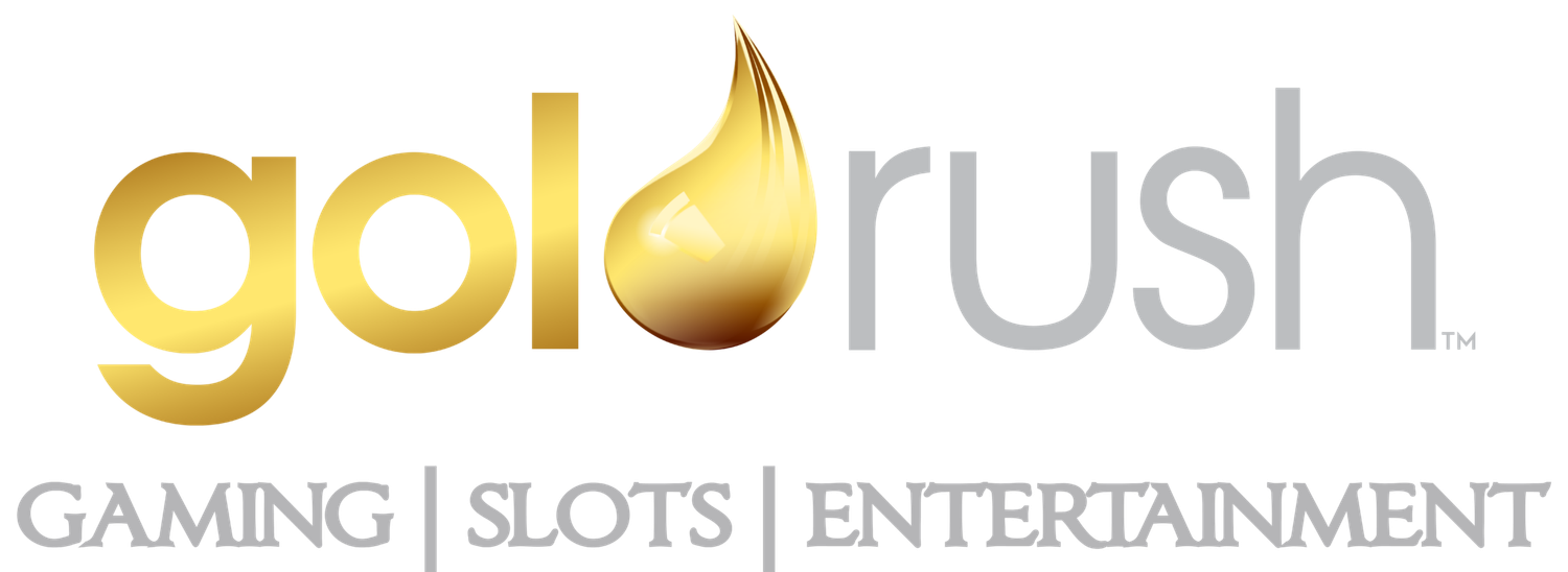 Gold Rush gaming and entertainment logo with stylized gold water drop design.
