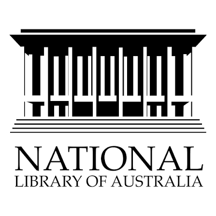 Black and white logo of the National Library of Australia featuring a stylized building with columns.