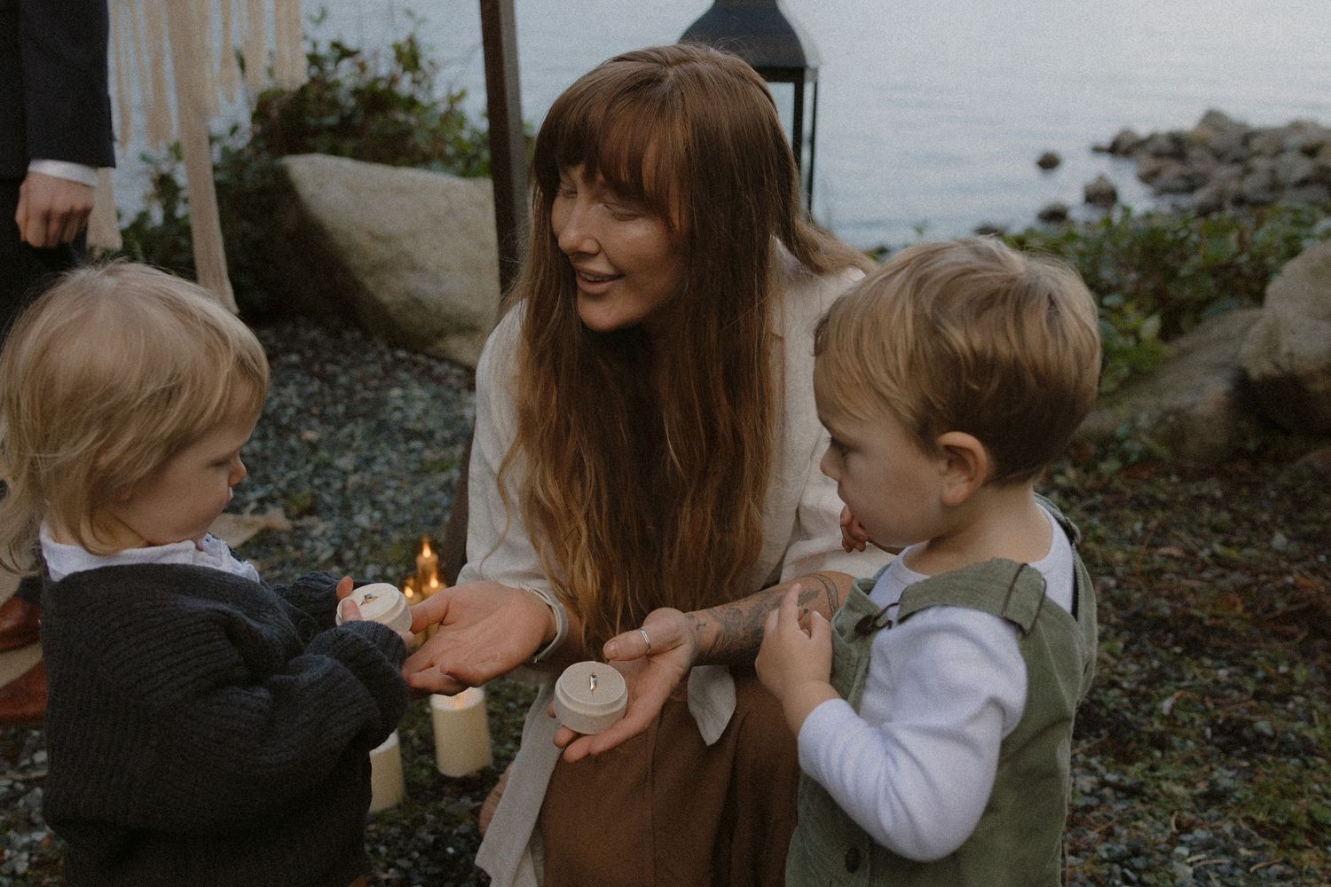 Tofino intimate wedding ceremony toddler ringbearers