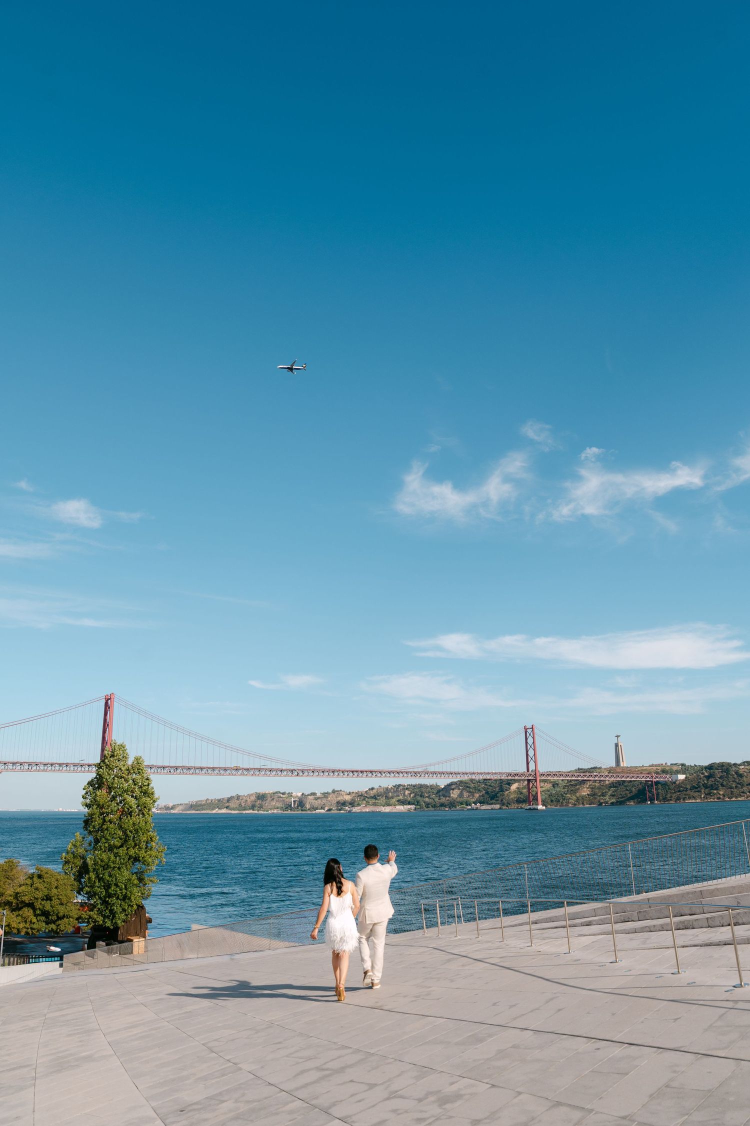 Panoramic view of San Francisco Bay and Golden Gate Bridge on a clear sunny day.
