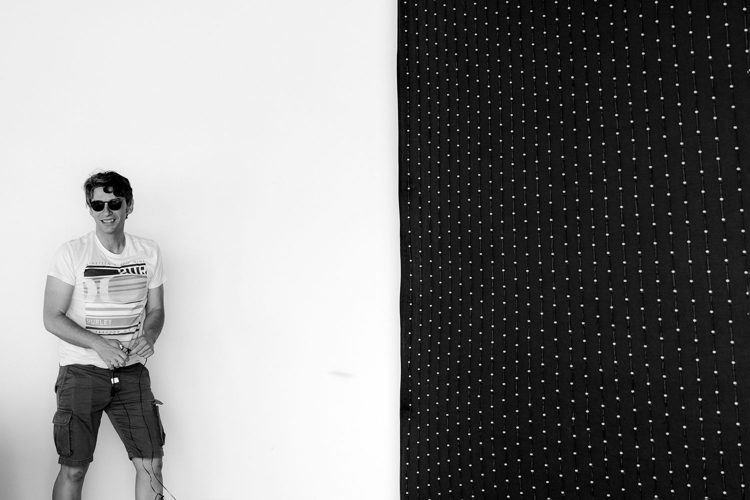 Series of self-defense training photos against a black background with white polka dots.
