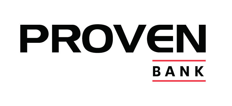Black text logo for Proven Bank in minimalist design.