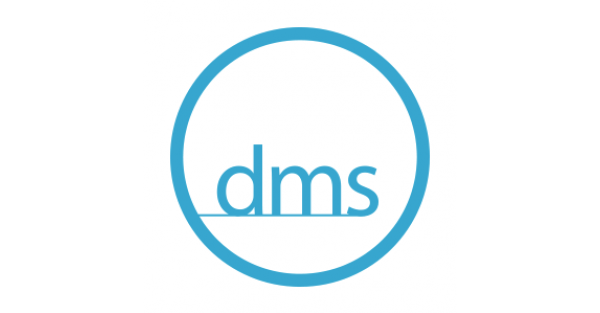 Simple blue circular logo design with 'ams' text.