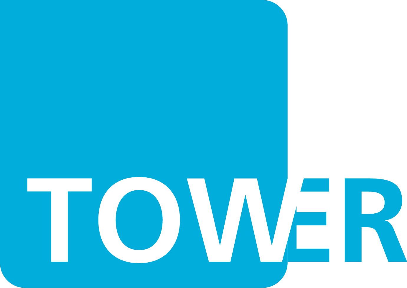 Modern blue geometric logo design with 'Tower' text.