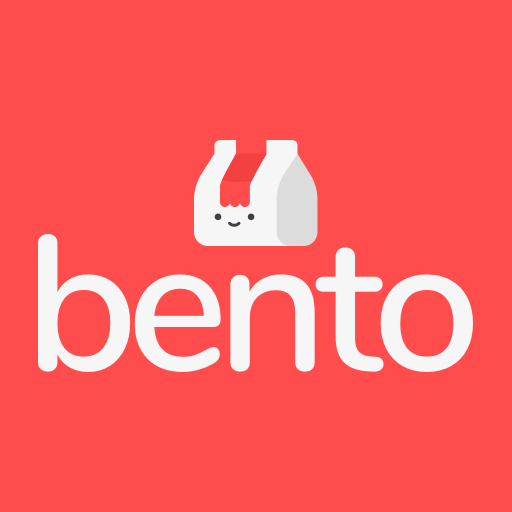 Red square logo for Bento featuring a minimalist smiling milk carton design.