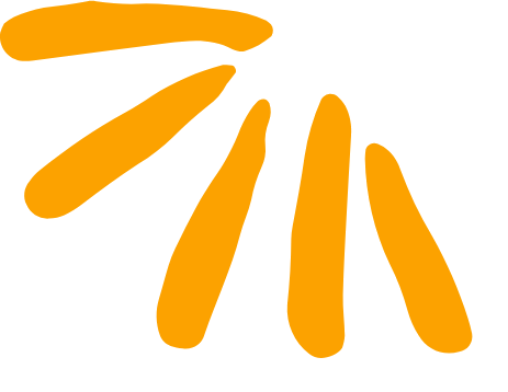 Abstract orange rays or fingers design logo on white background, representing energy and movement.