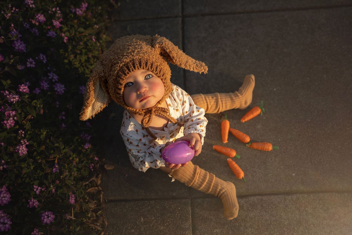 Creative children's portrait session with whimsical bunny inspired styling