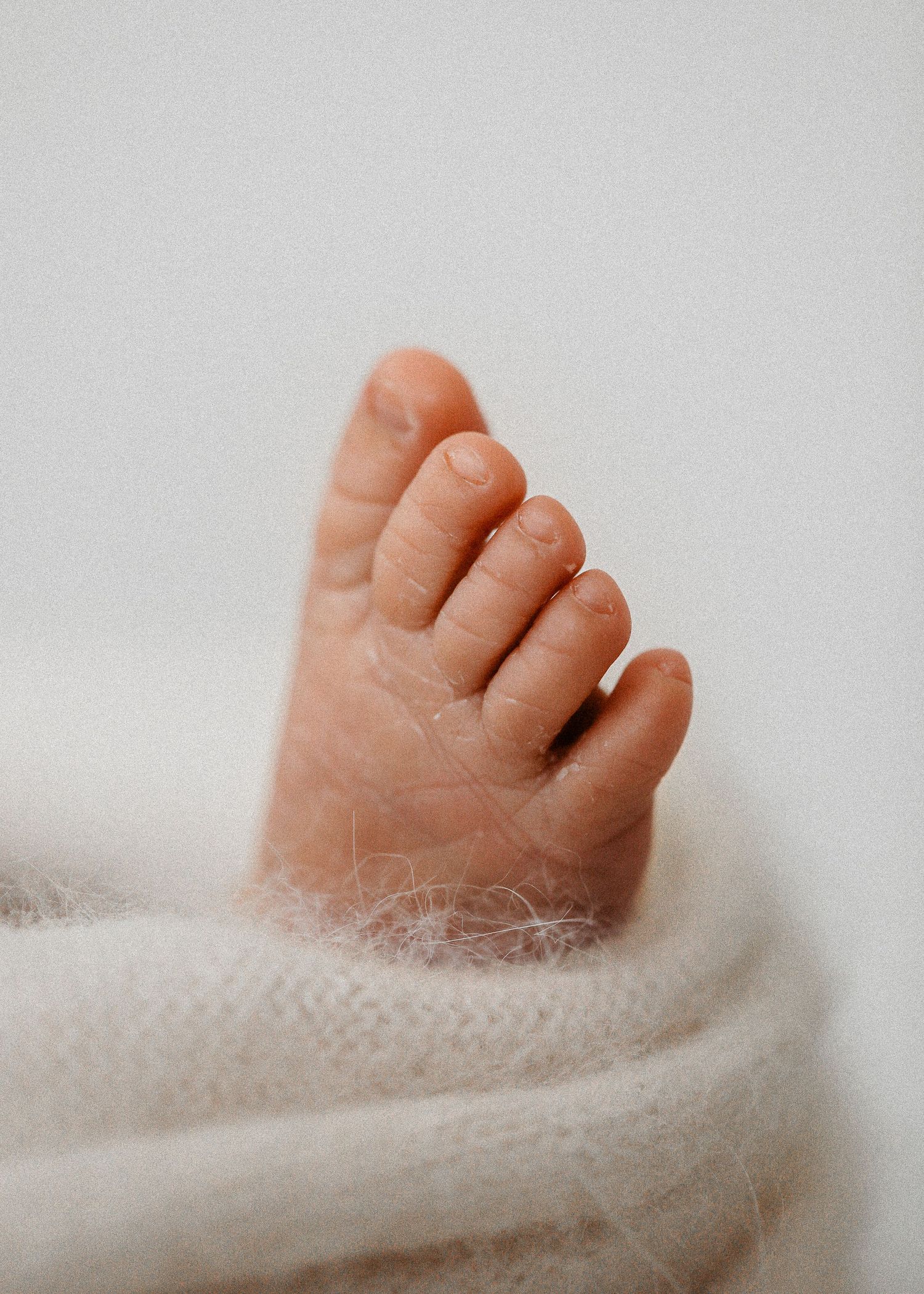 Newborn baby wrapped in neutral knit photographed in Modesto studio, Newborn Photographer