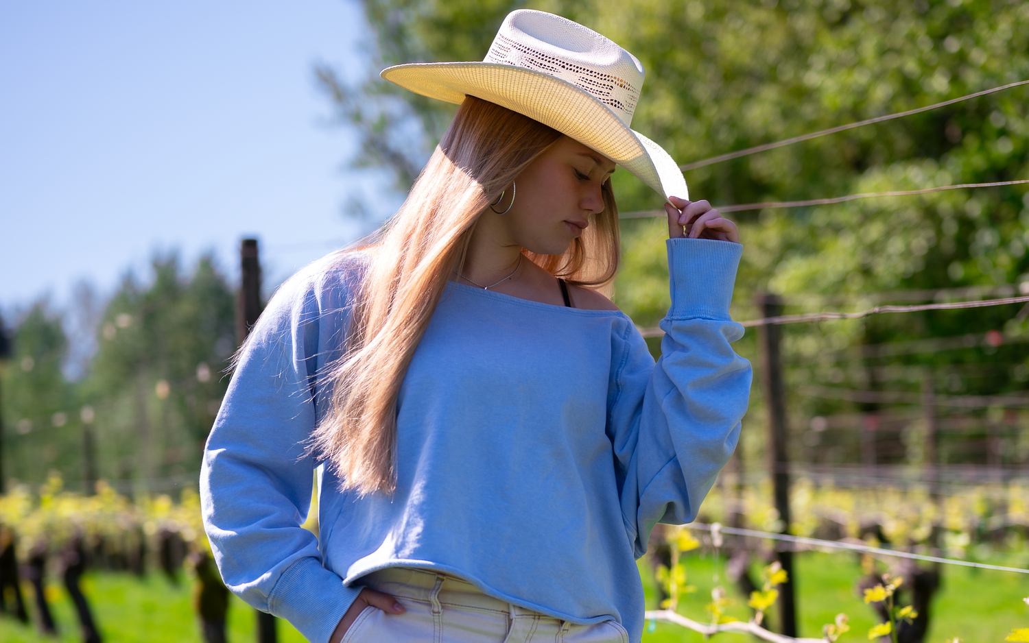 country portrait cowgirl hat flowers nature senior portrait photos season glamour shots