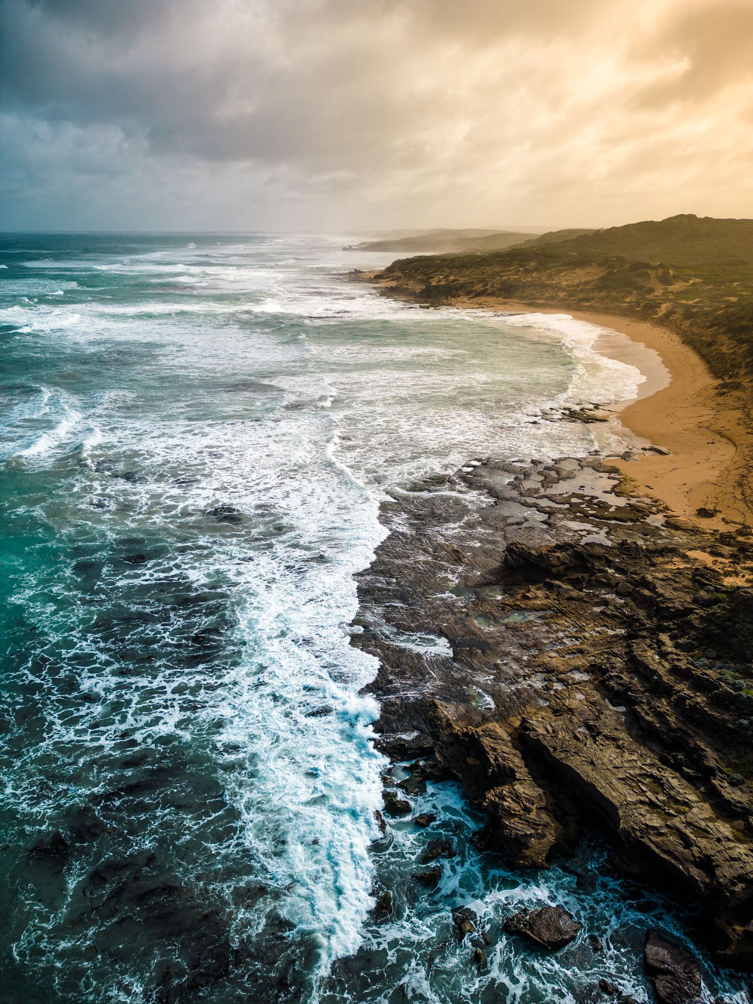 Aerial drone photograph of Thunder Point coastline, Warrnambool.