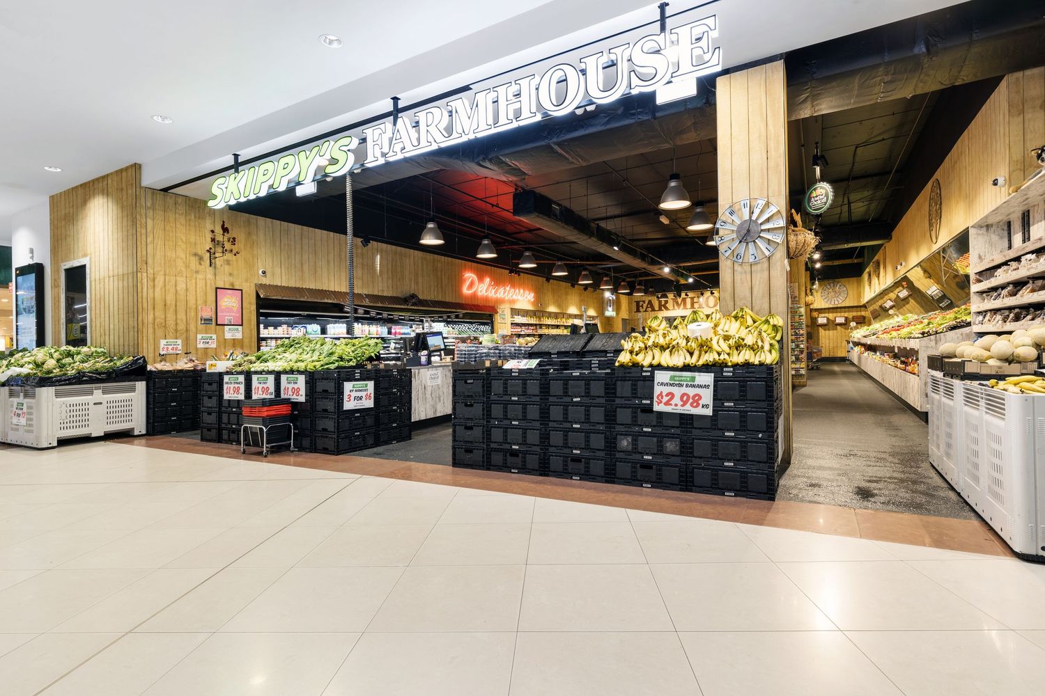 Interior photograph of a fresh produce or grocery store fit-out.