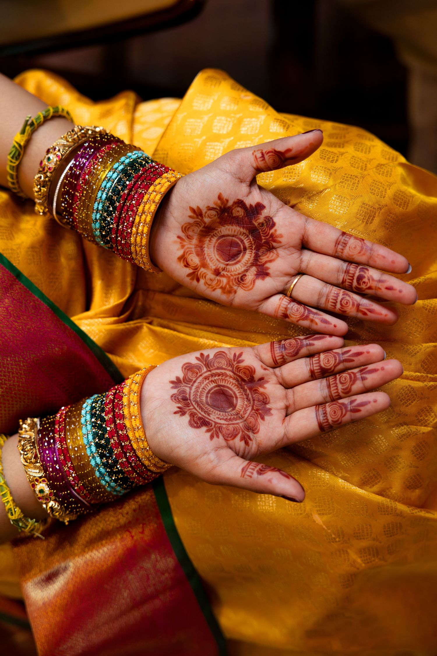 Henna closeups on palms of mother's hands during baby shower by Rachel Martinez Photography