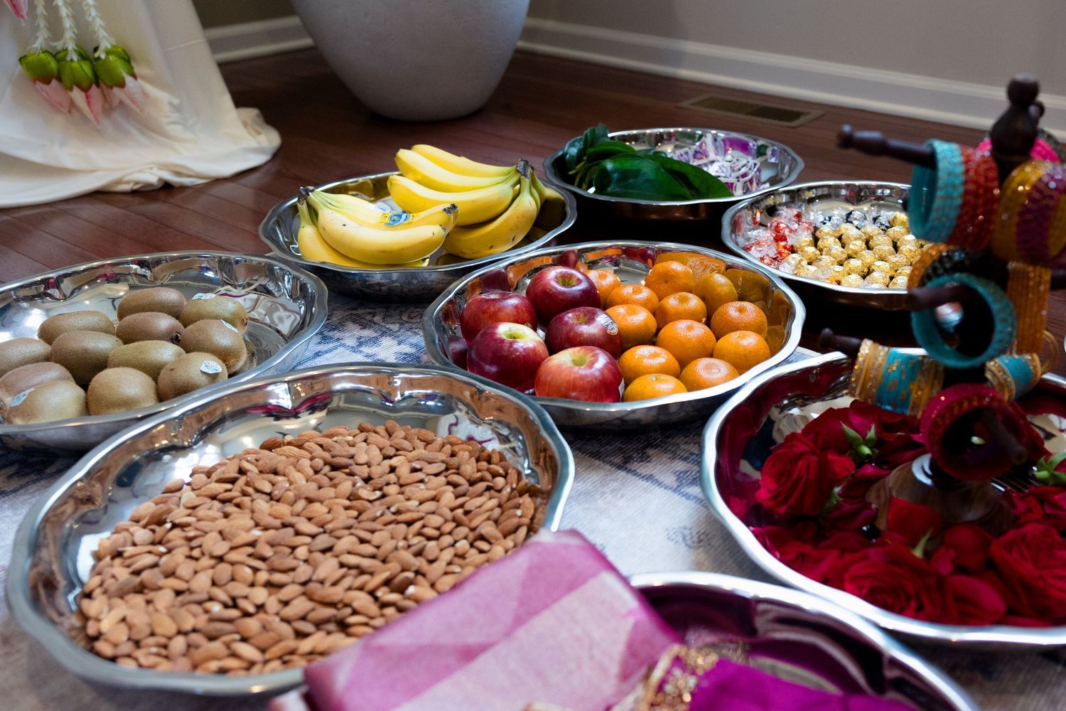 Platters of offerings of food at a baby shower celebration in West Bloomfield Michigan