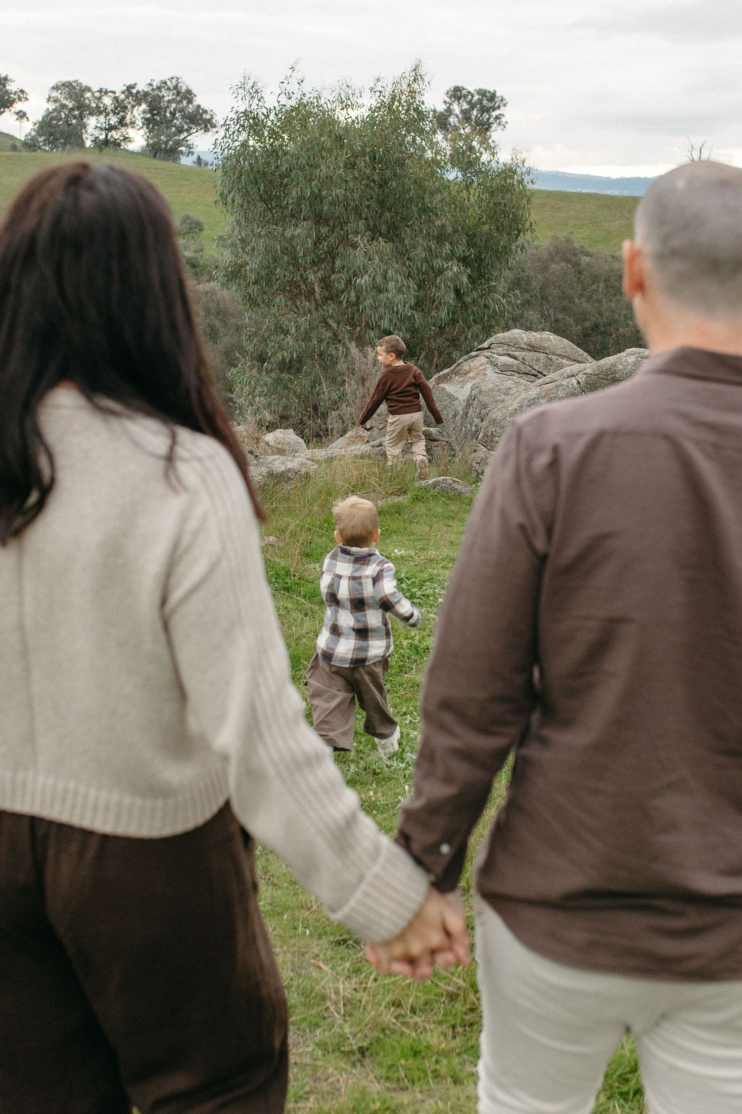 family playing outside