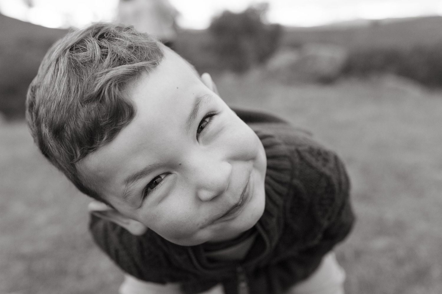 boy smiling closeup at the camera