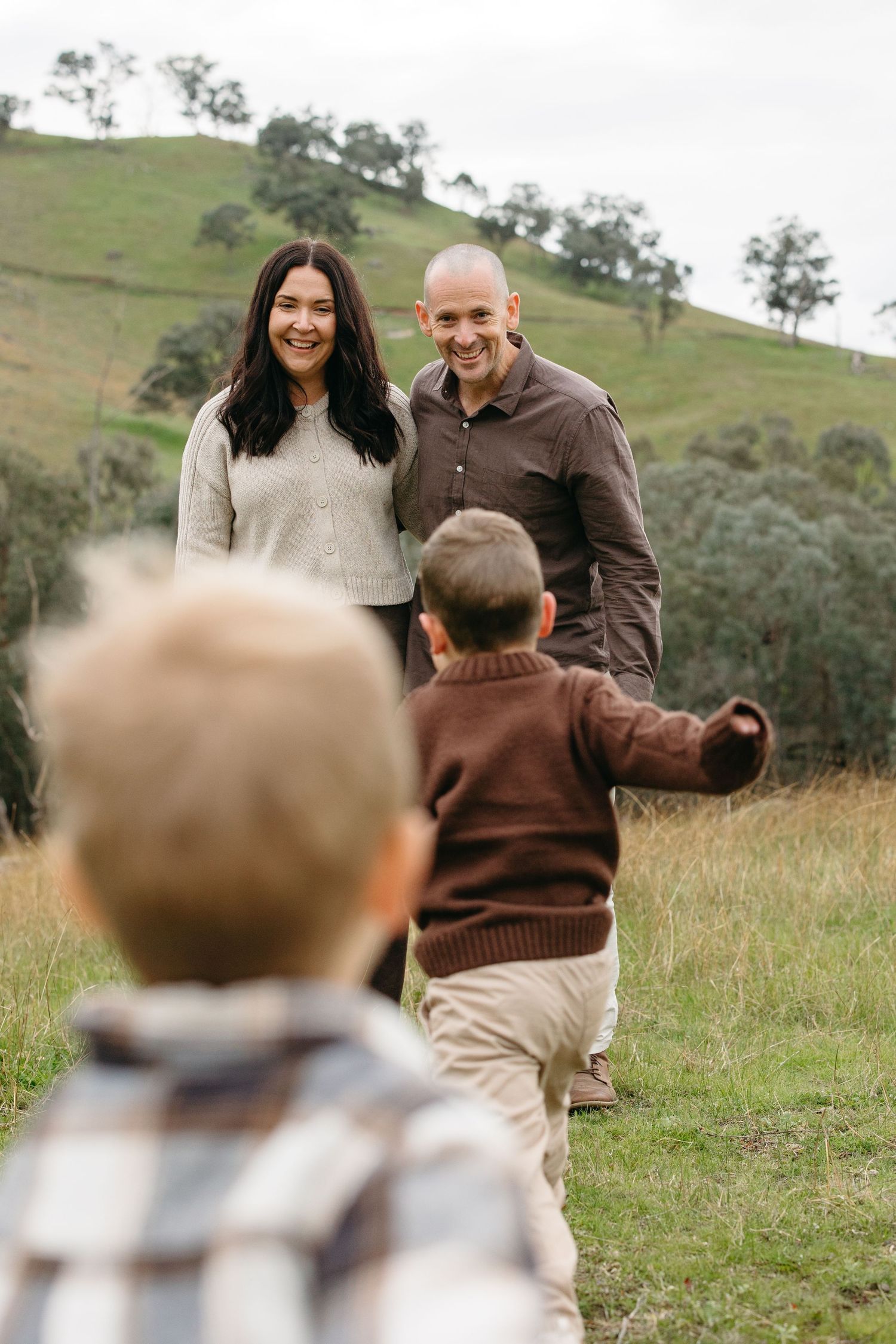 family playing outside