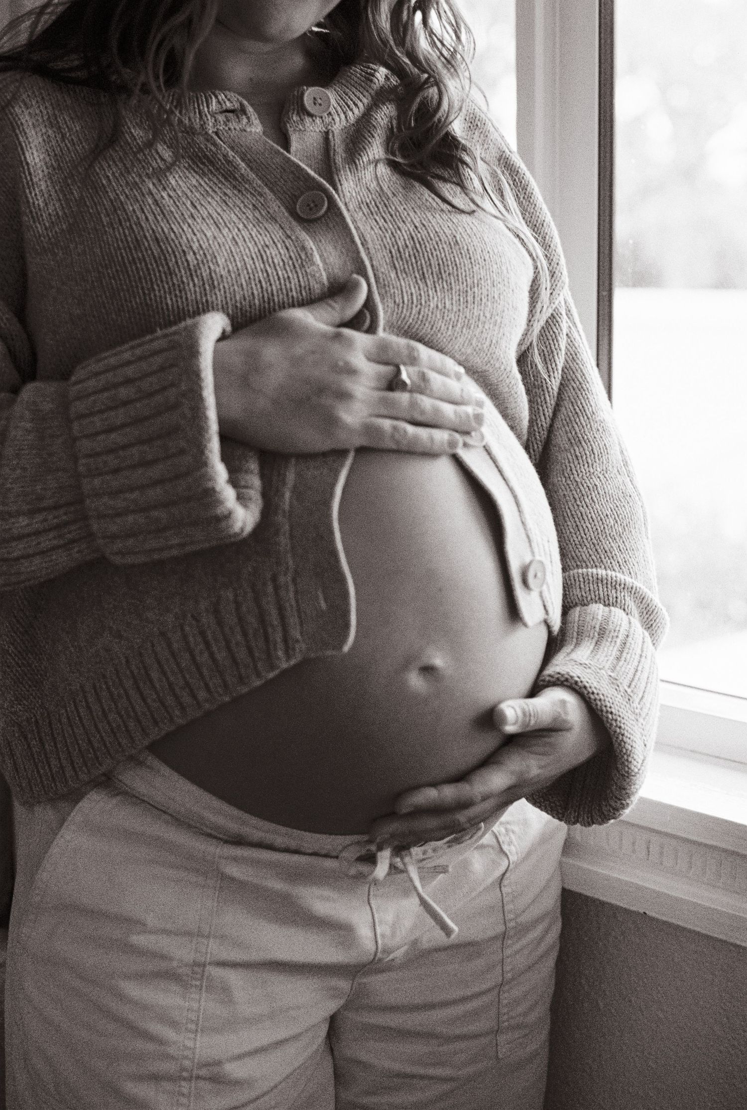 pregnant belly captured on 35mm film