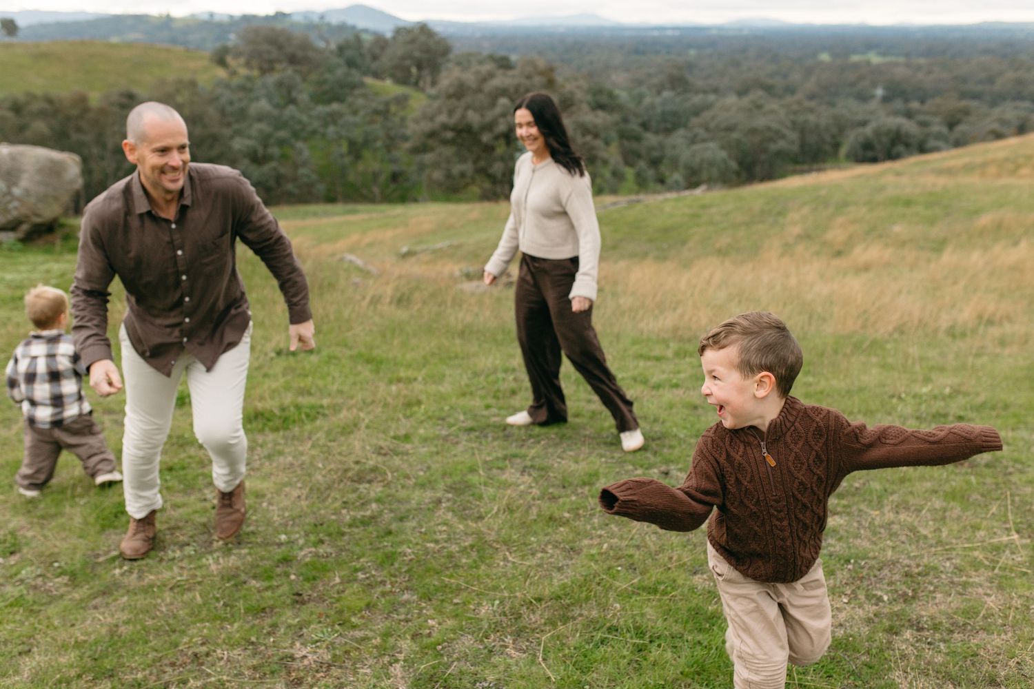 family playing outside