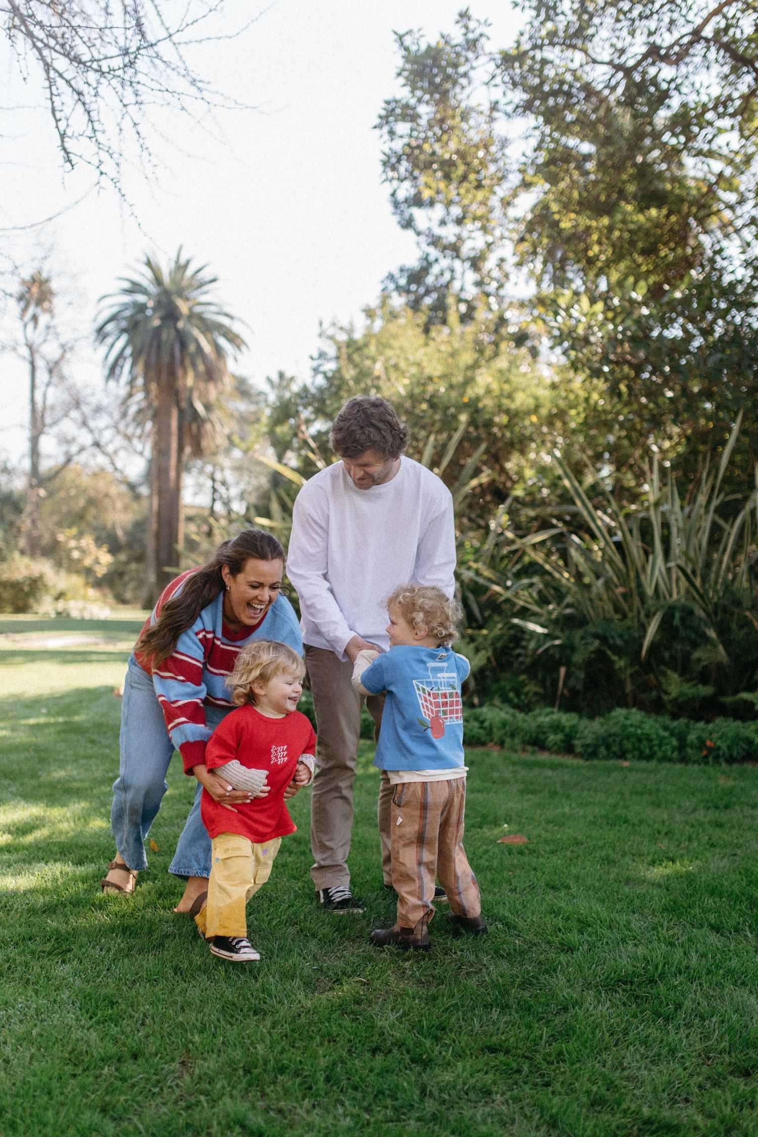 Family playing together outdoors