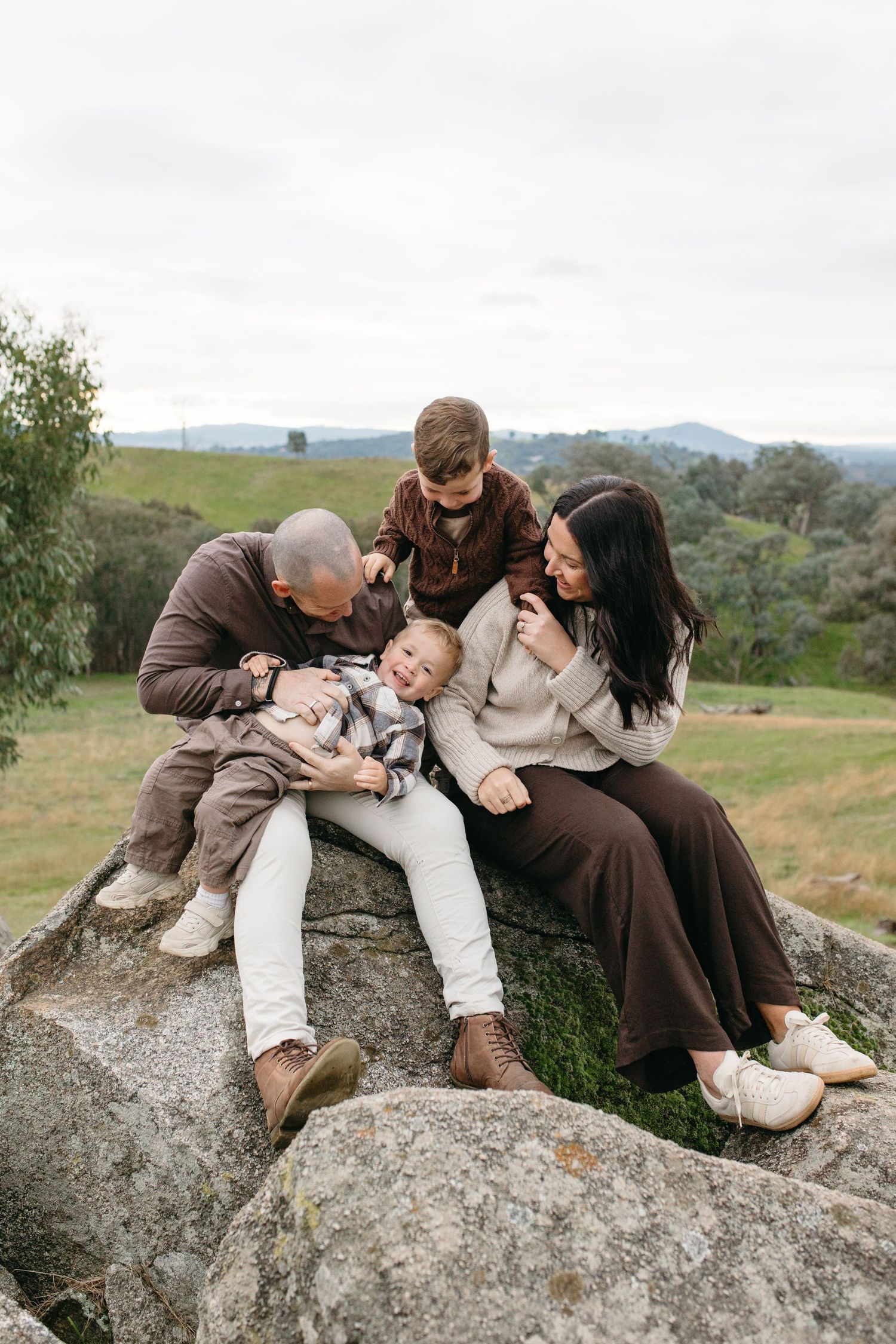 family playing outside