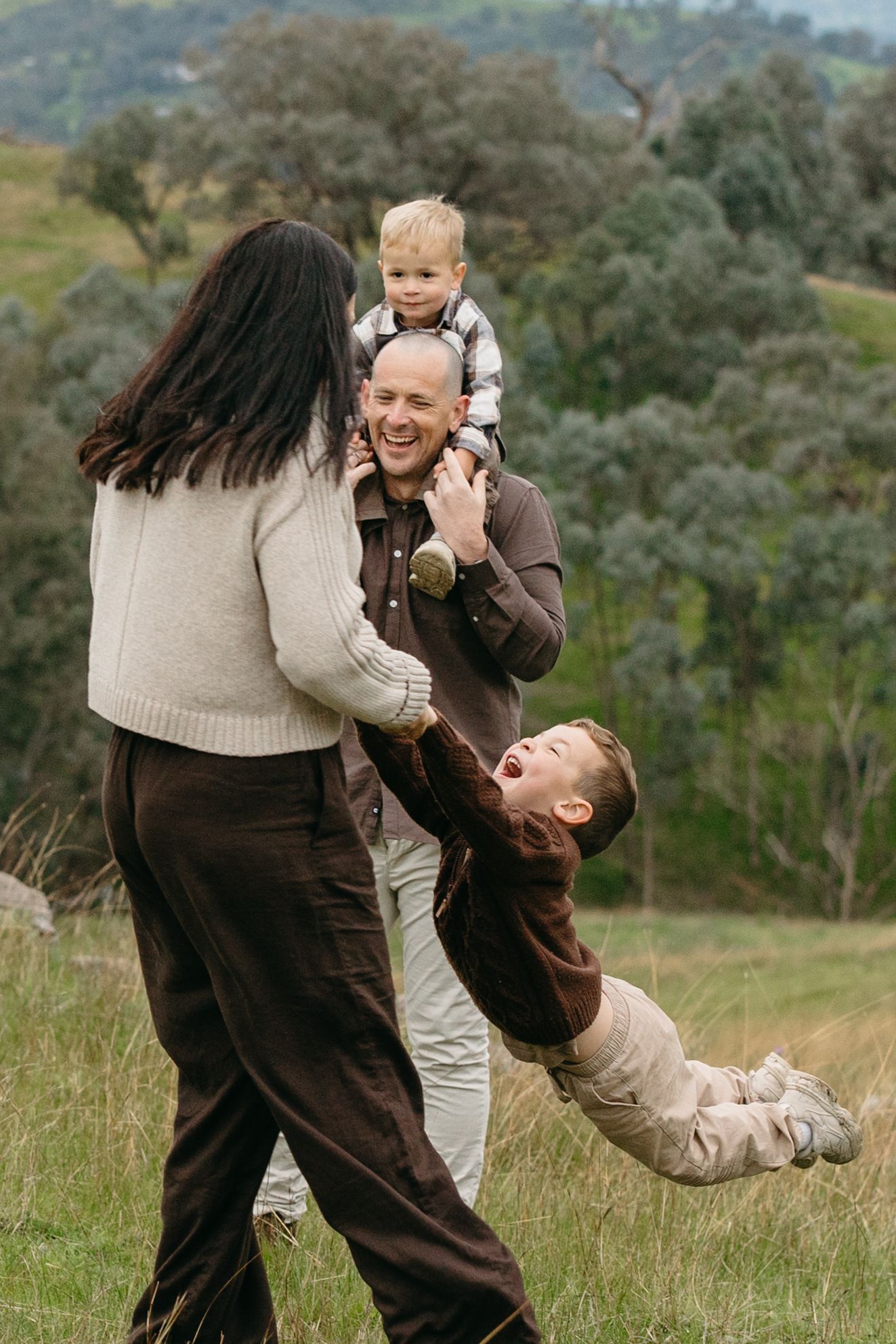 family playing outside