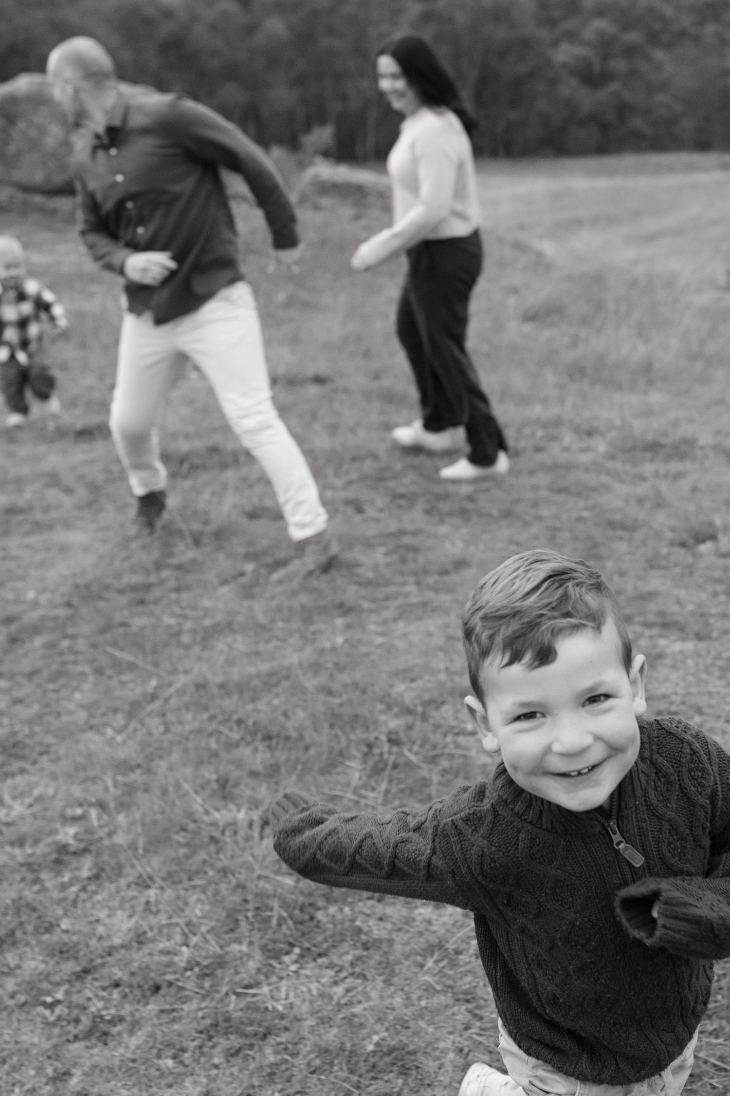 family playing outside