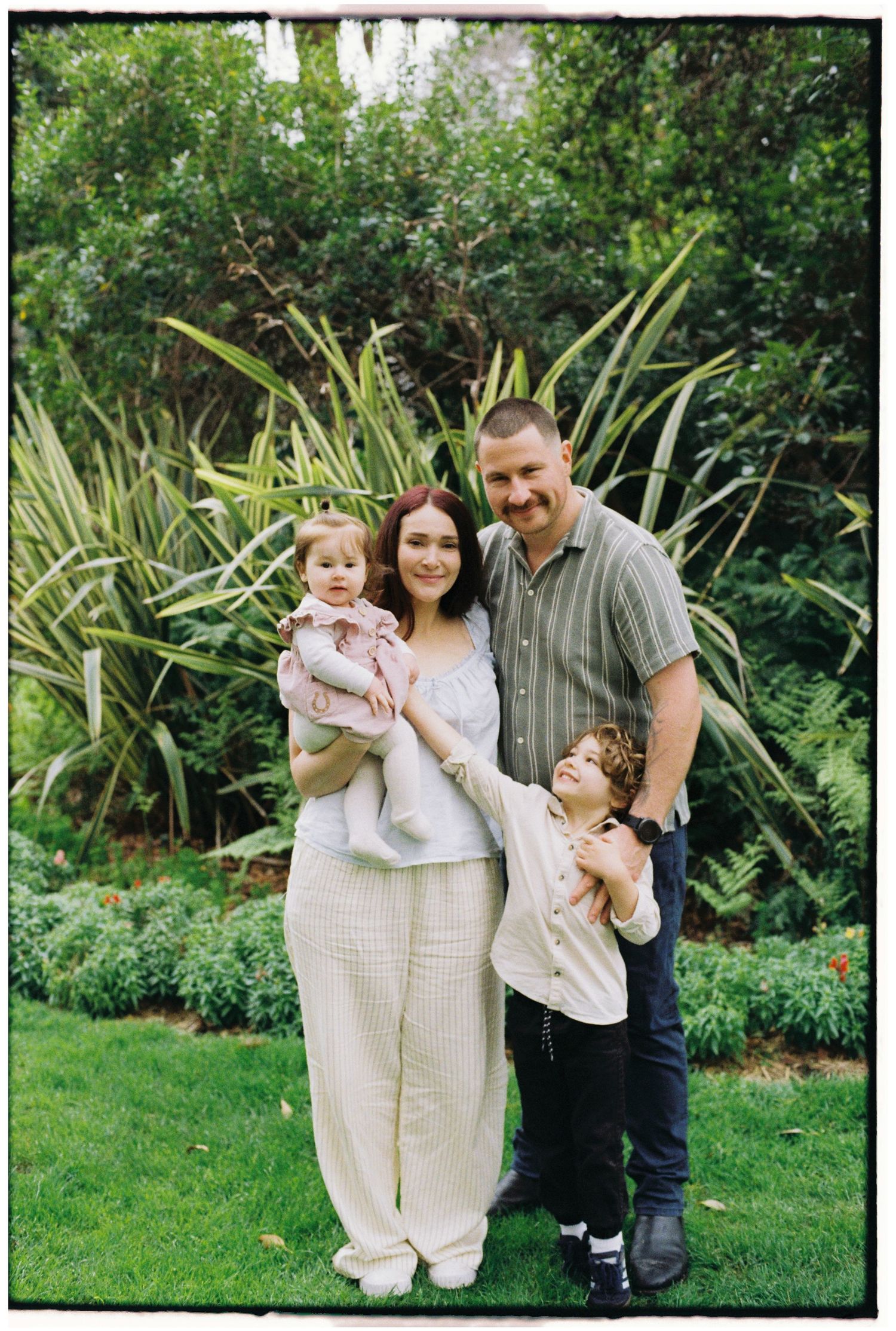 family photo outside captured on 35mm film