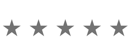 Five gray star shapes arranged in a horizontal row on a white background.