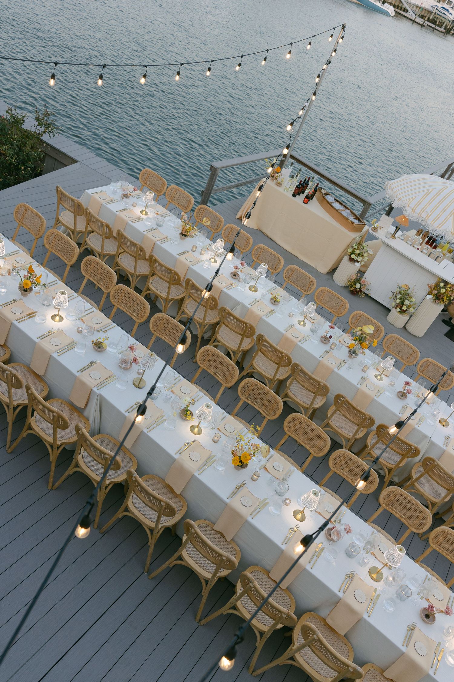 A private estate wedding reception design on the waterfront in Avalon New Jersey.