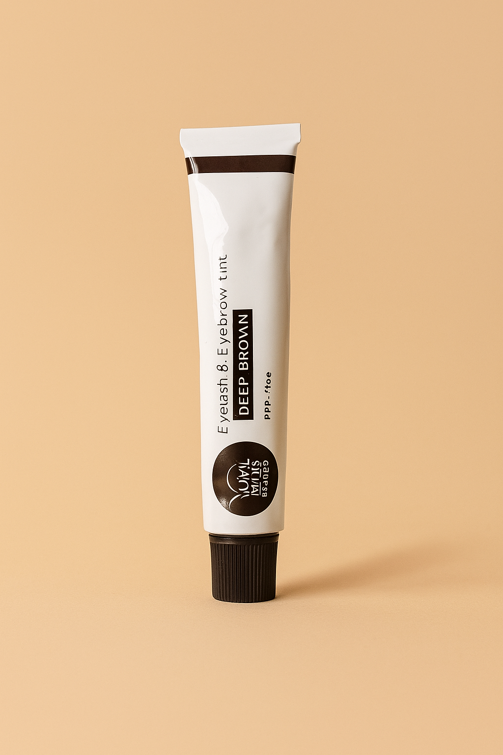 White cosmetic tube product mockup on beige background shown from multiple angles in minimalist style.