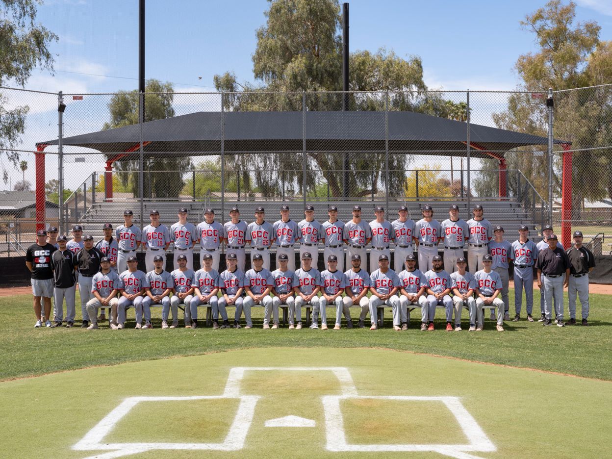 Glendale Community College baseball team. Team photo at home plate.