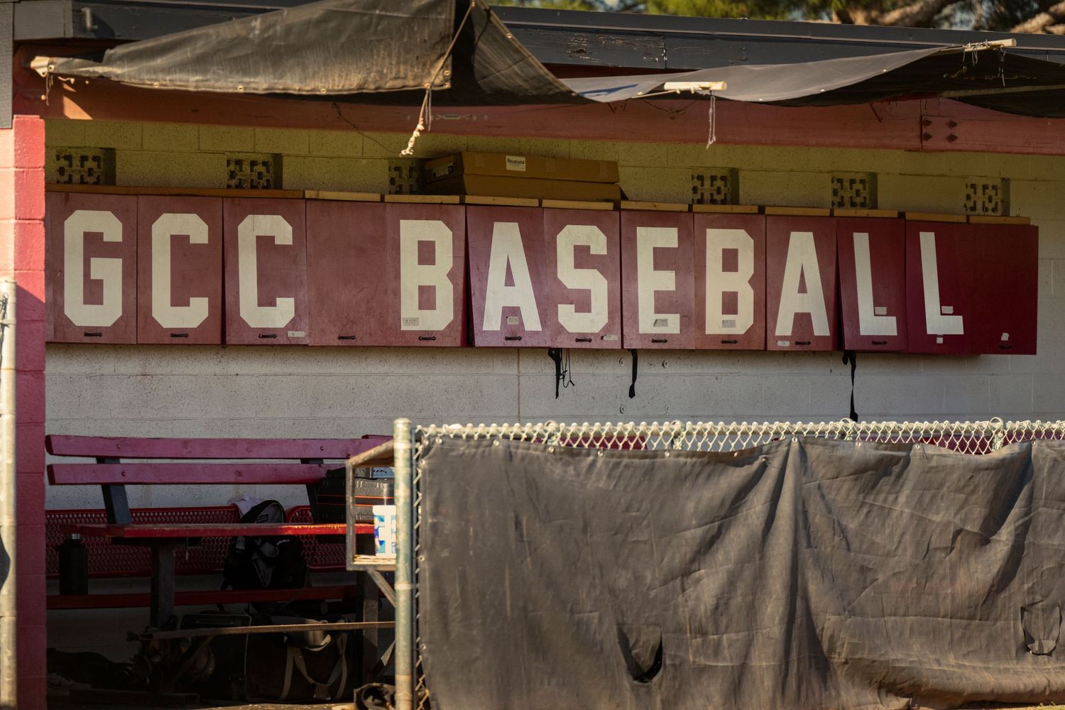 GCC Baseball dugout after game.