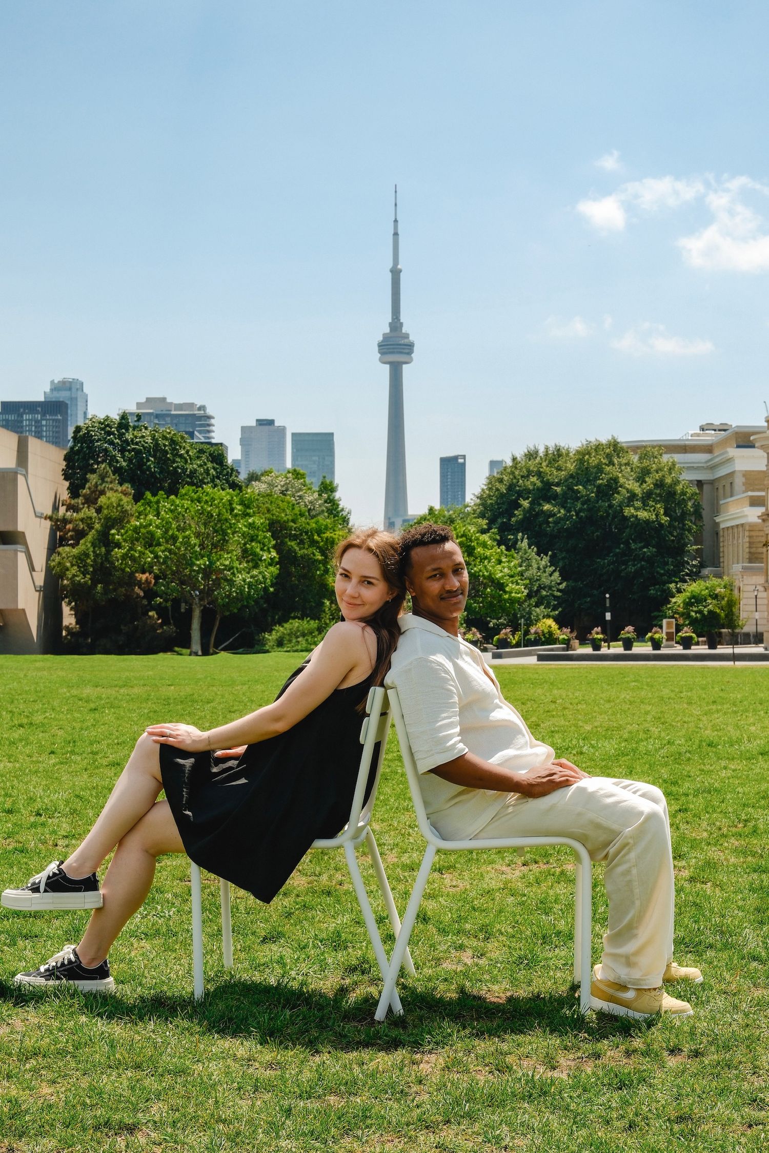 Proposal portrait at golden hour in High Park, Toronto