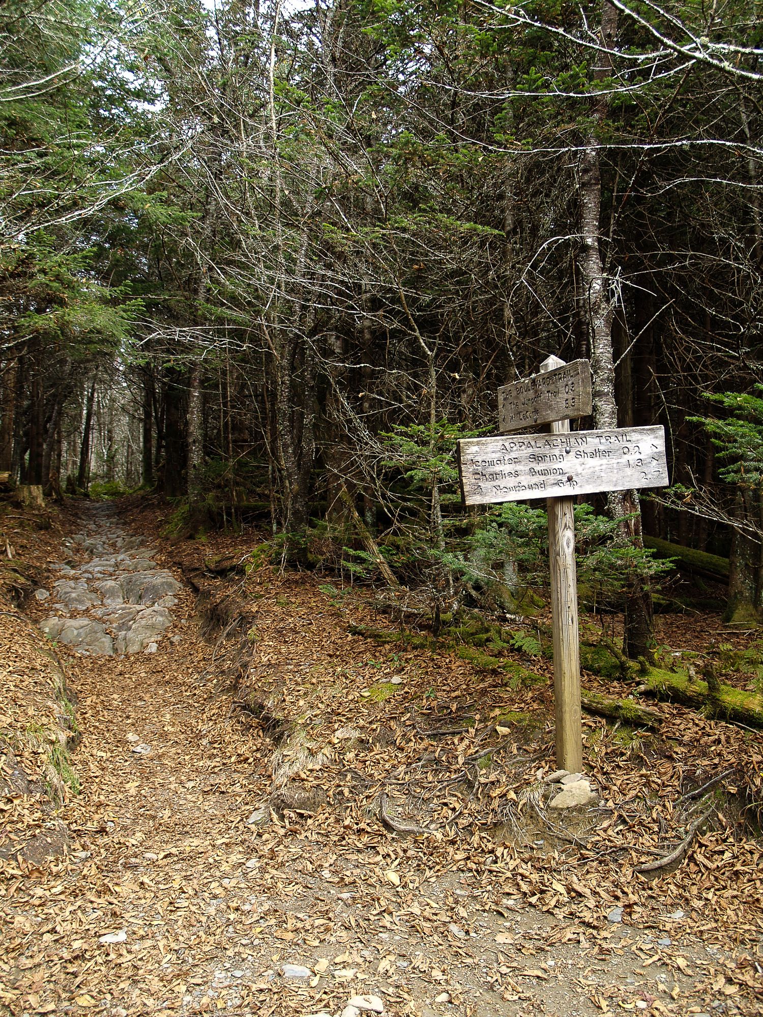 sign on a trail in mountains