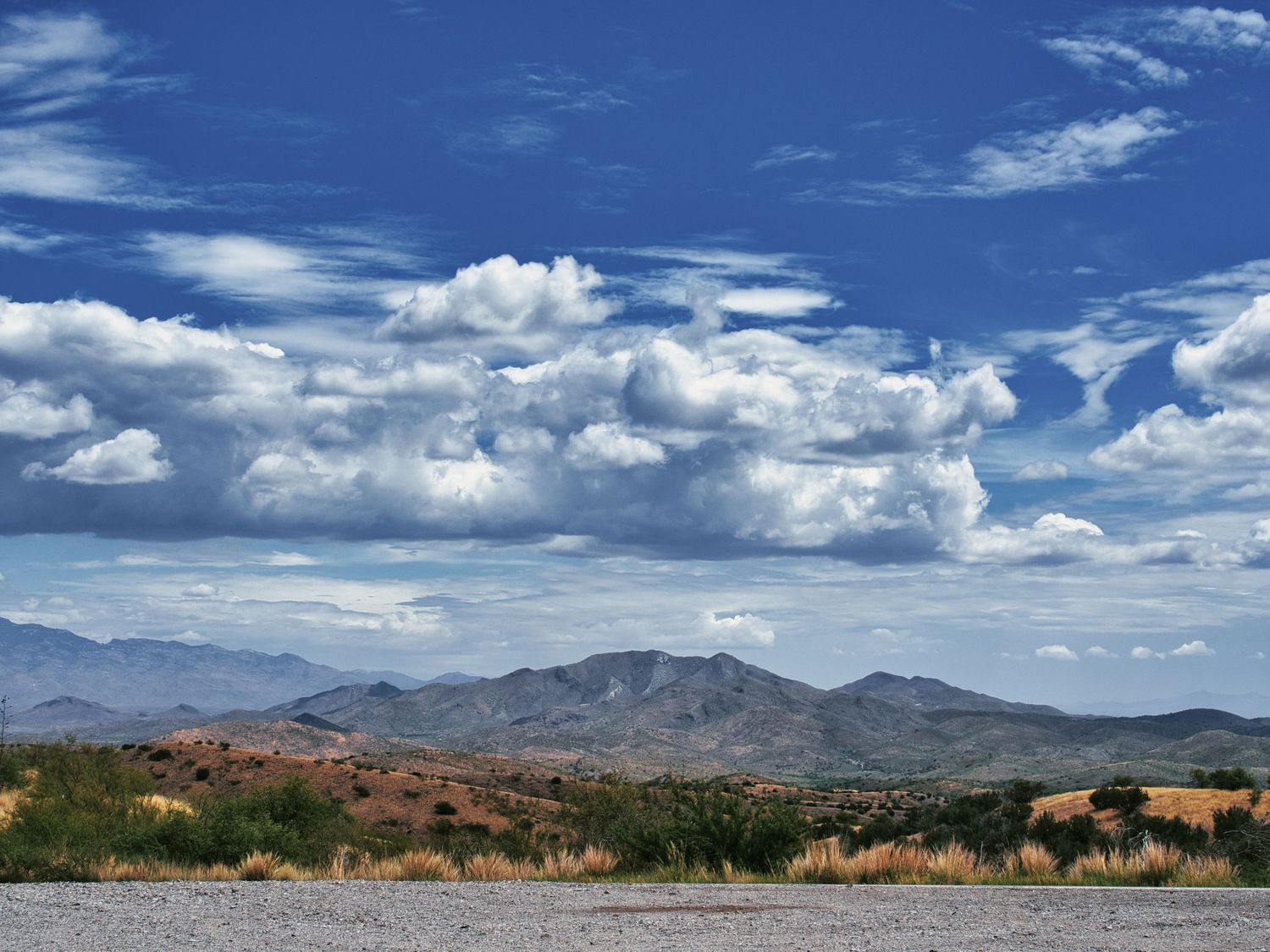 arizona mountain, blue sky and clouds
