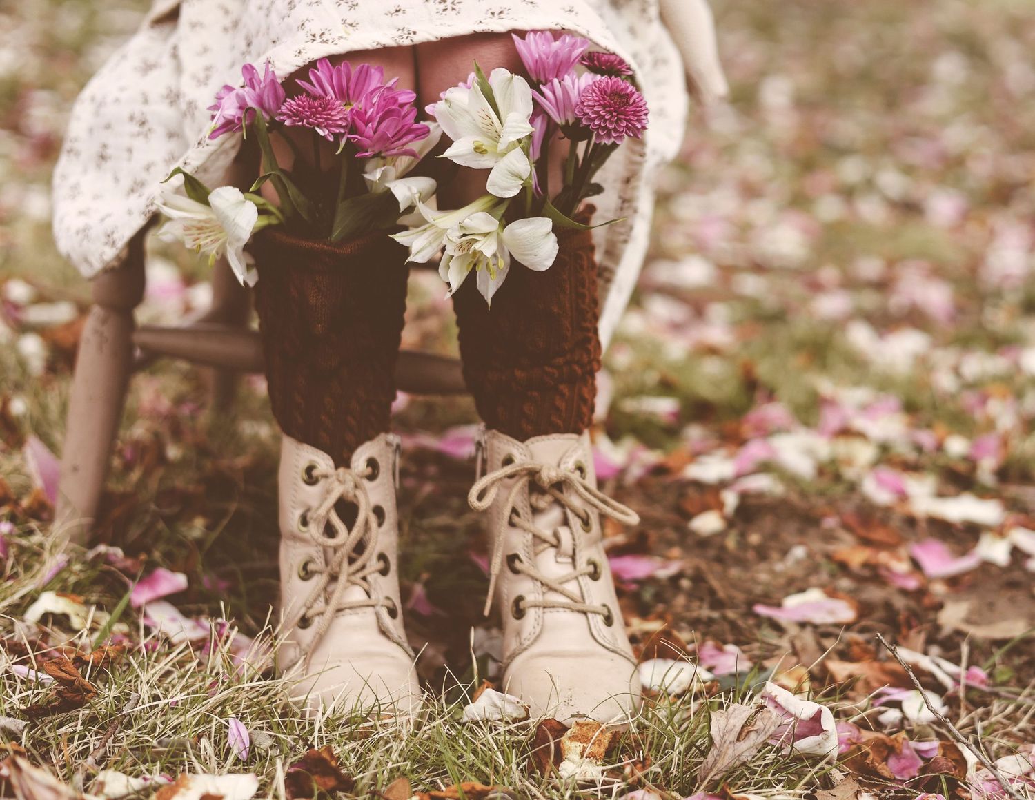 Flowers and boots.