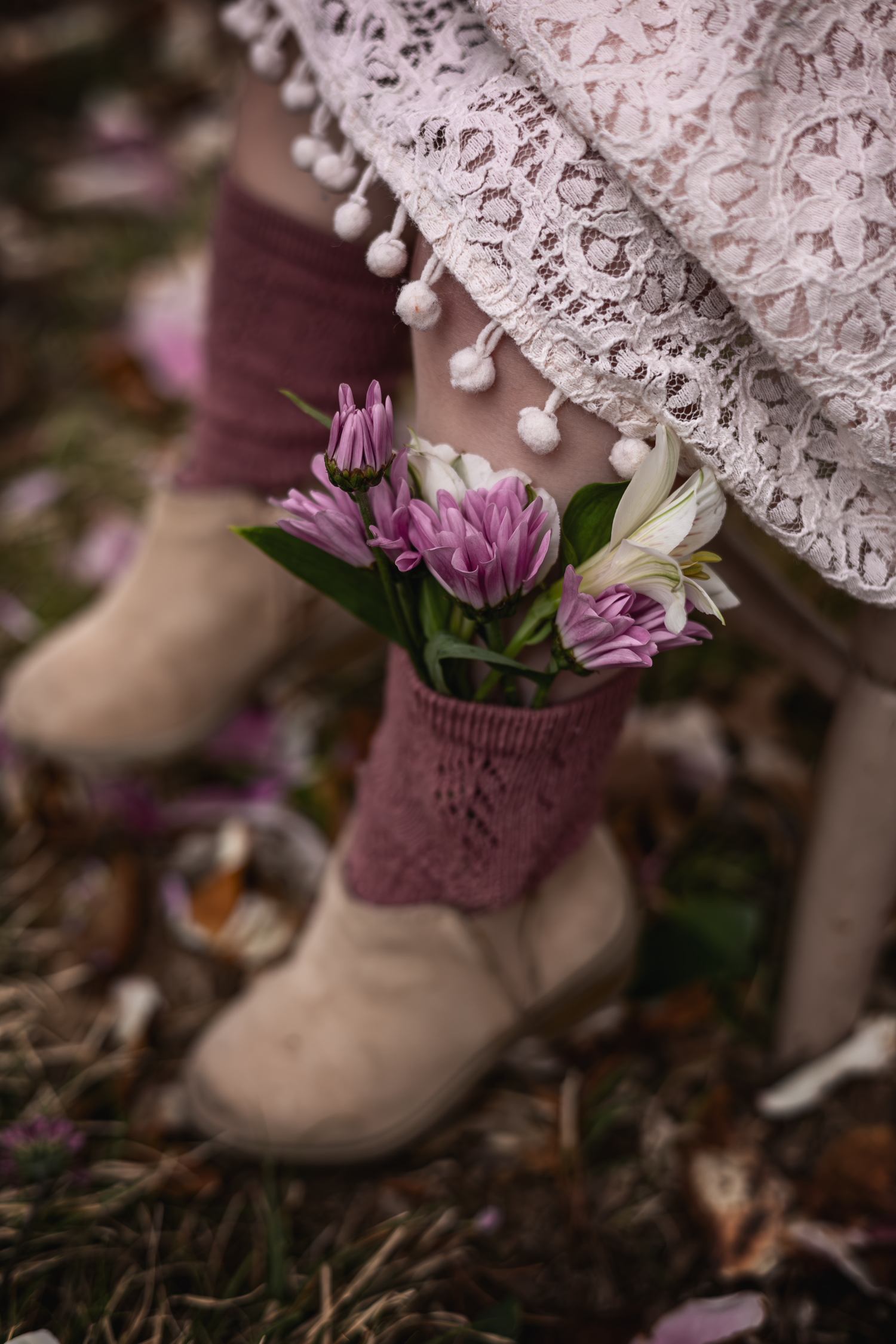 Boots and flowers.