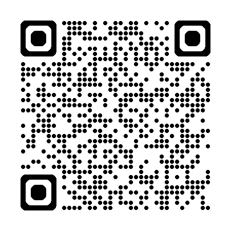 A black and white QR code pattern with square positioning markers in the corners against a white background.