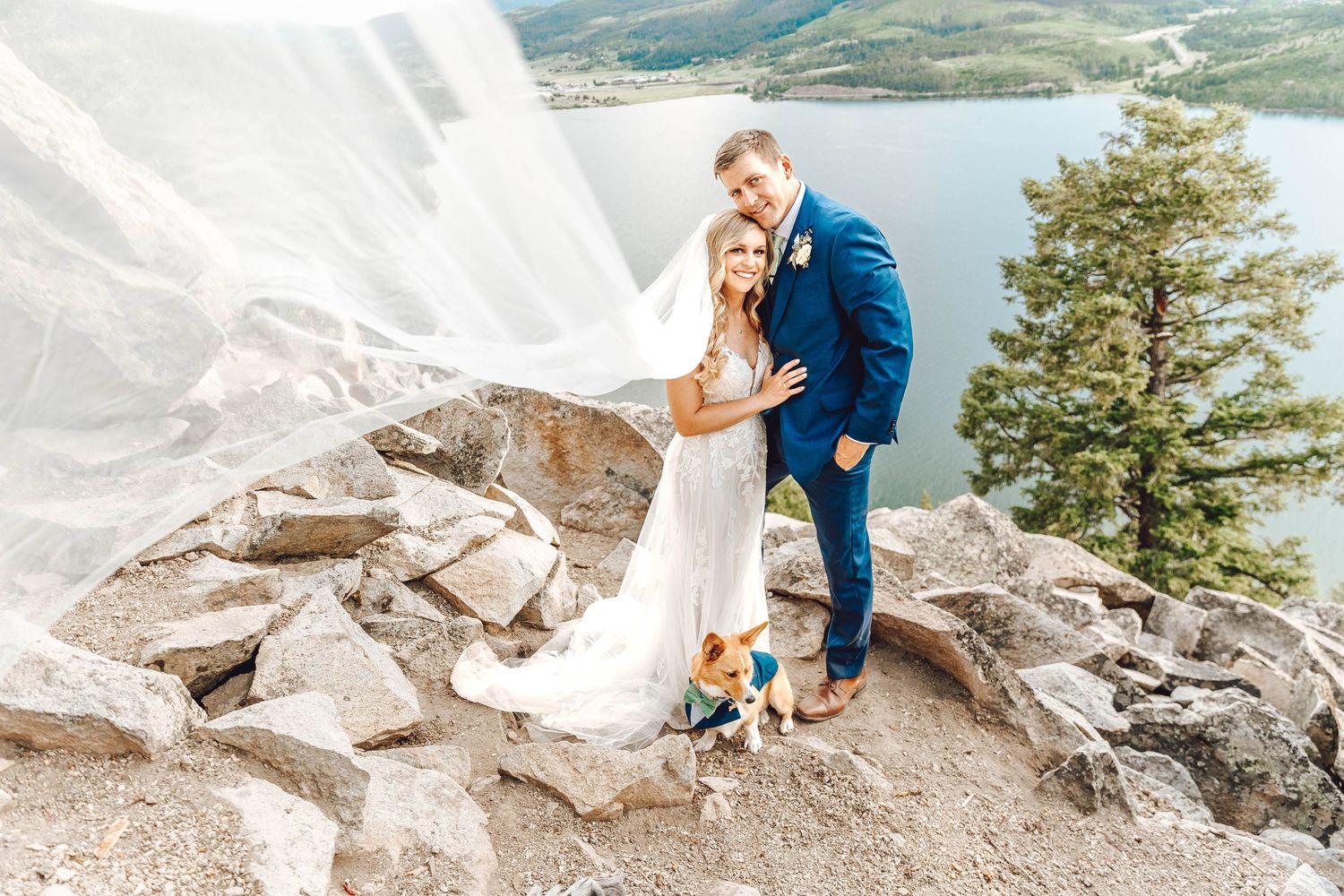 Couple eloping in Colorado surrounded by breathtaking mountain views, vibrant landscapes, and intimate moments
