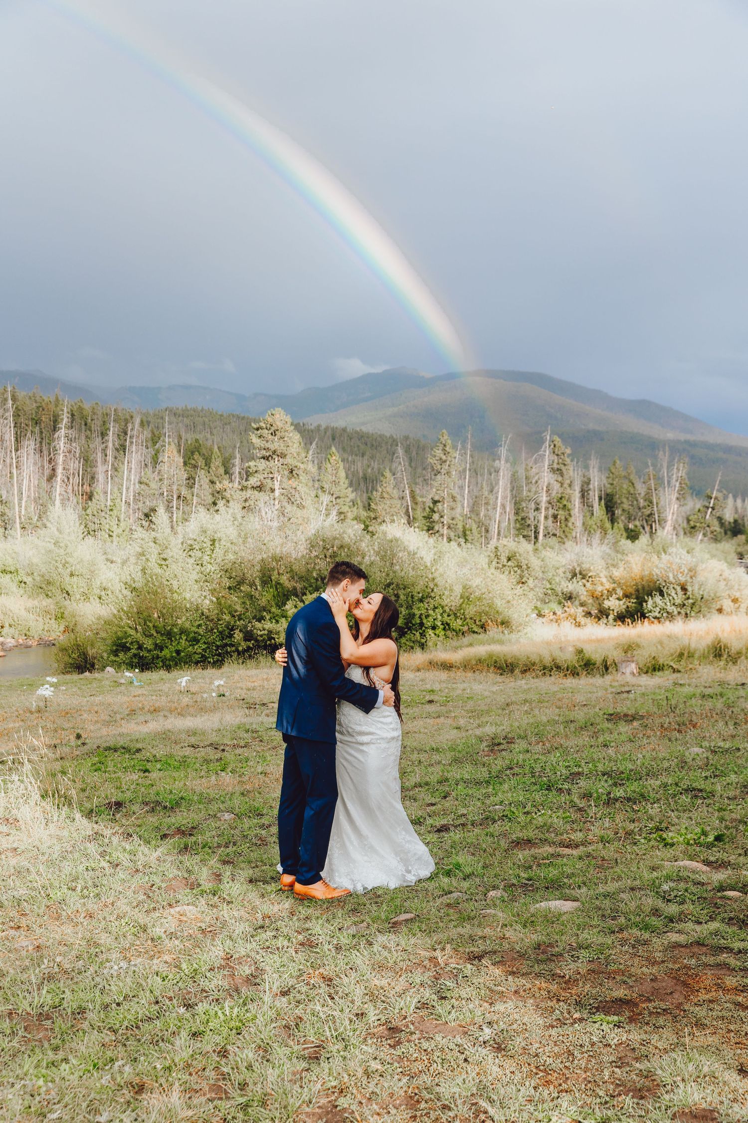 Couple eloping in Colorado surrounded by breathtaking mountain views, vibrant landscapes, and intimate moments