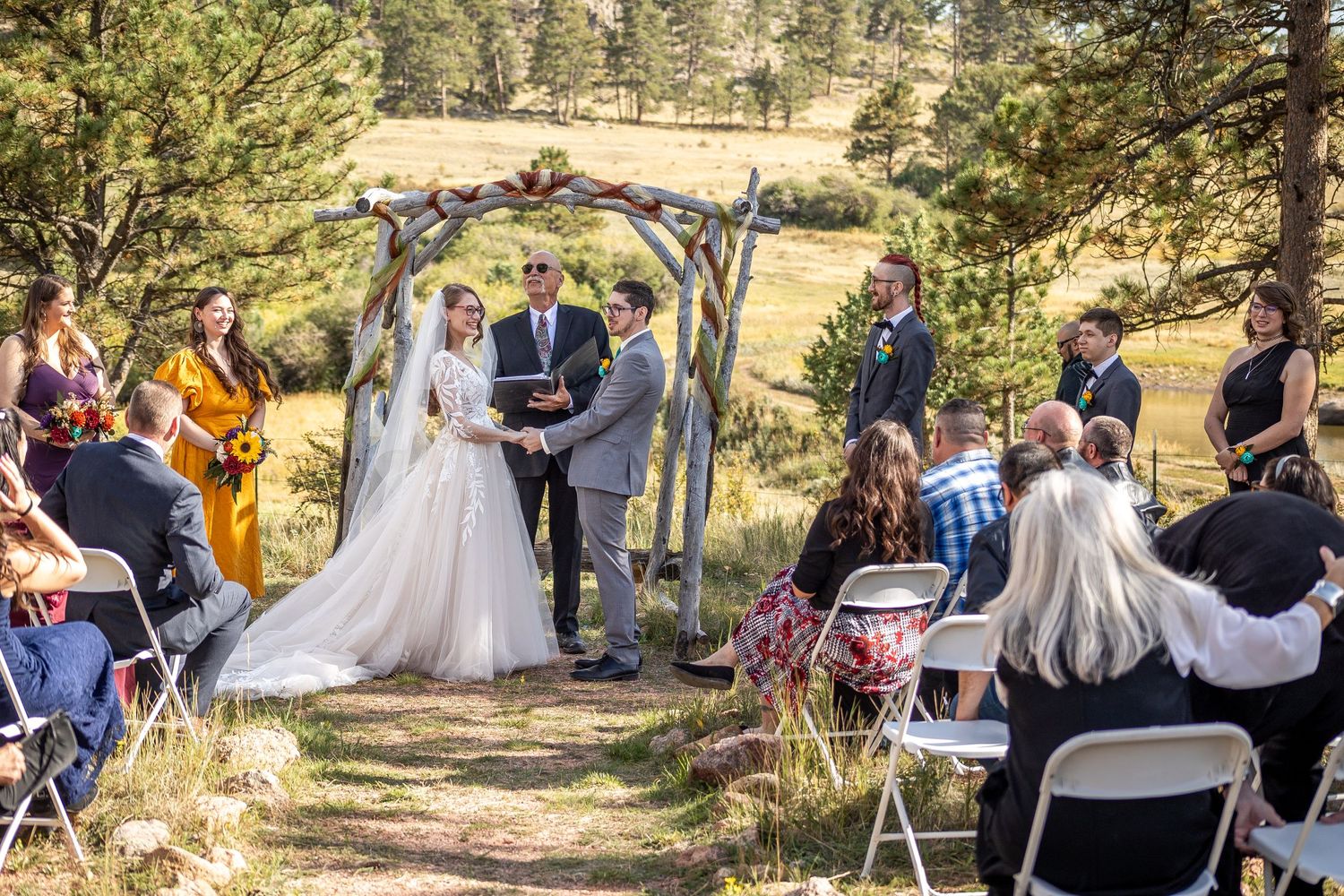 mountain wedding, rustic wedding, Colorado wedding, Sundance Trail Guest Ranch, Red Feather wedding, sunset wedding phot