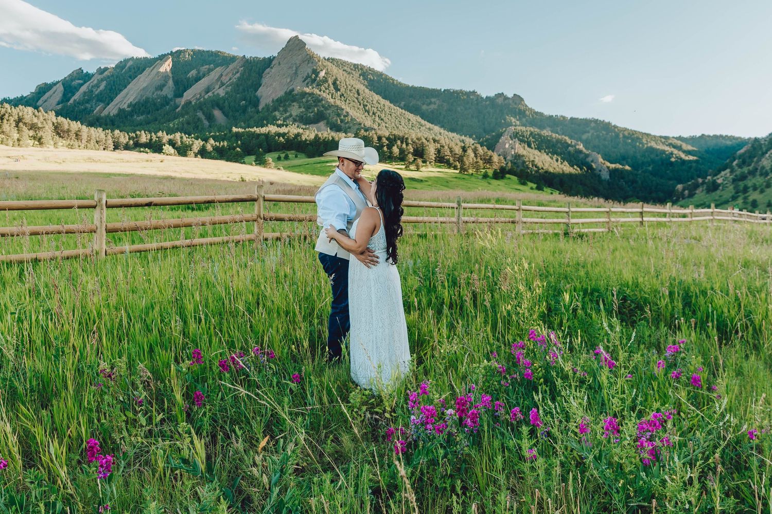 Couple eloping in Colorado surrounded by breathtaking mountain views, vibrant landscapes, and intimate moments
