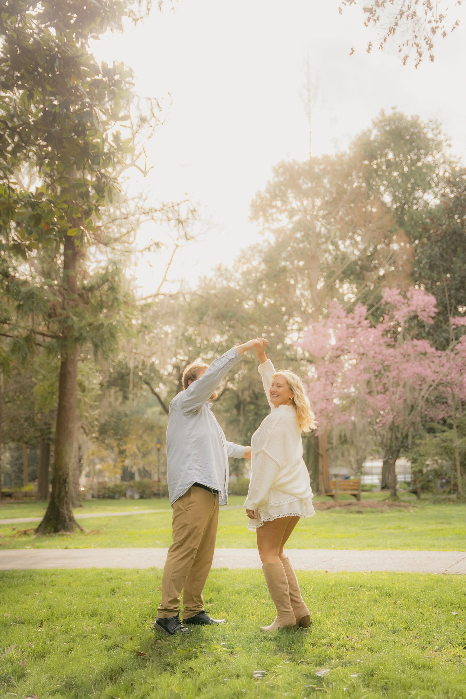 Couples Engagement Portraits at Forsyth Park Savannah Georgia