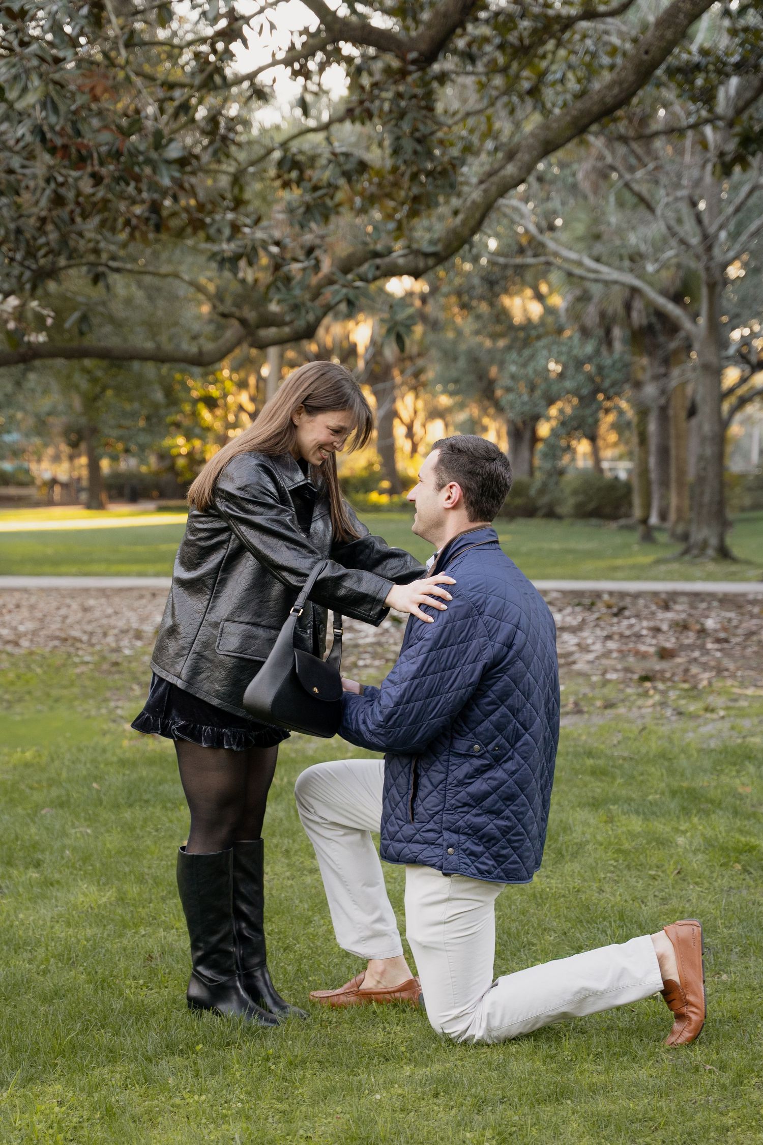 Proposal photography at Forsyth Park