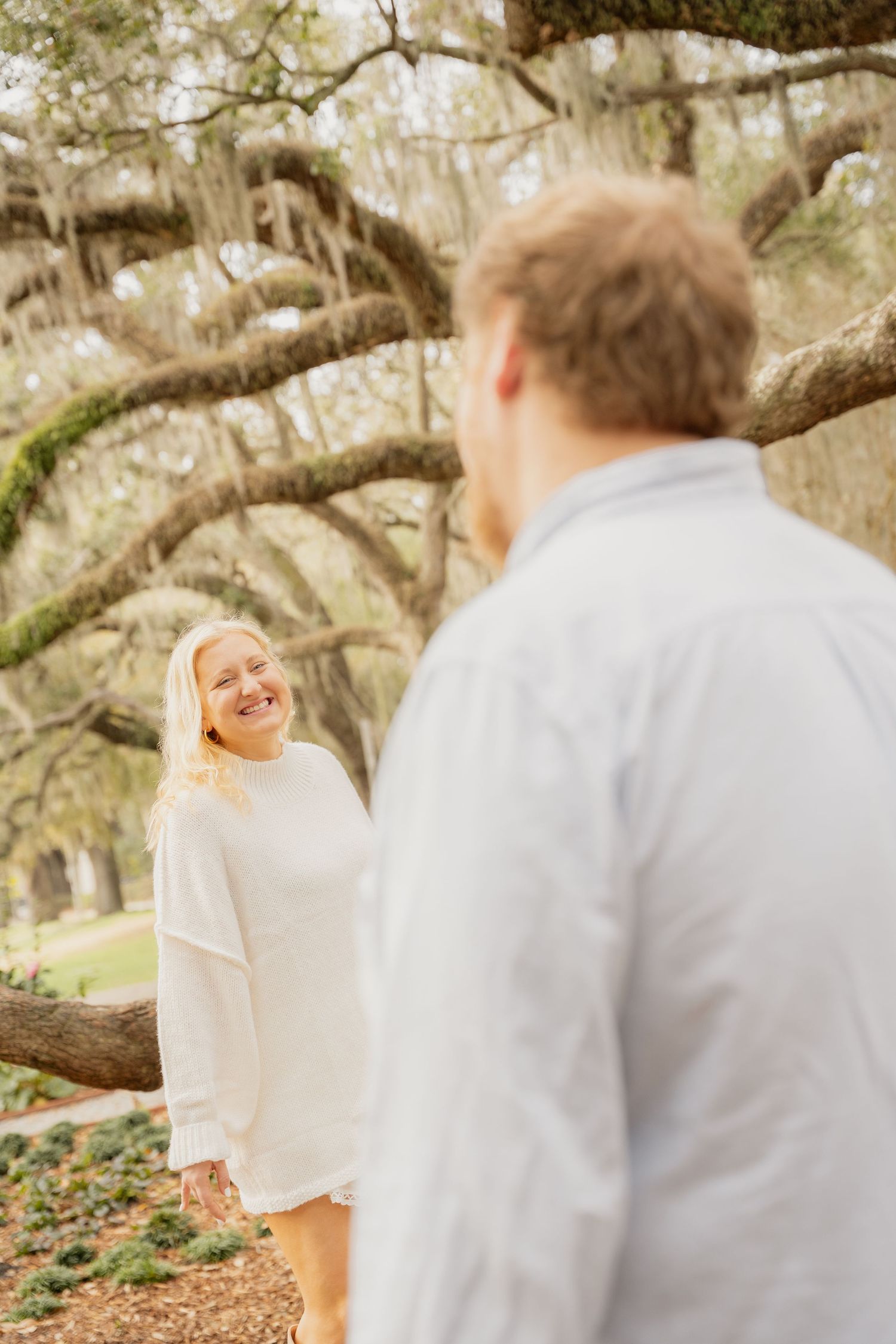 Couples Engagement Portraits at Forsyth Park Savannah Georgia
