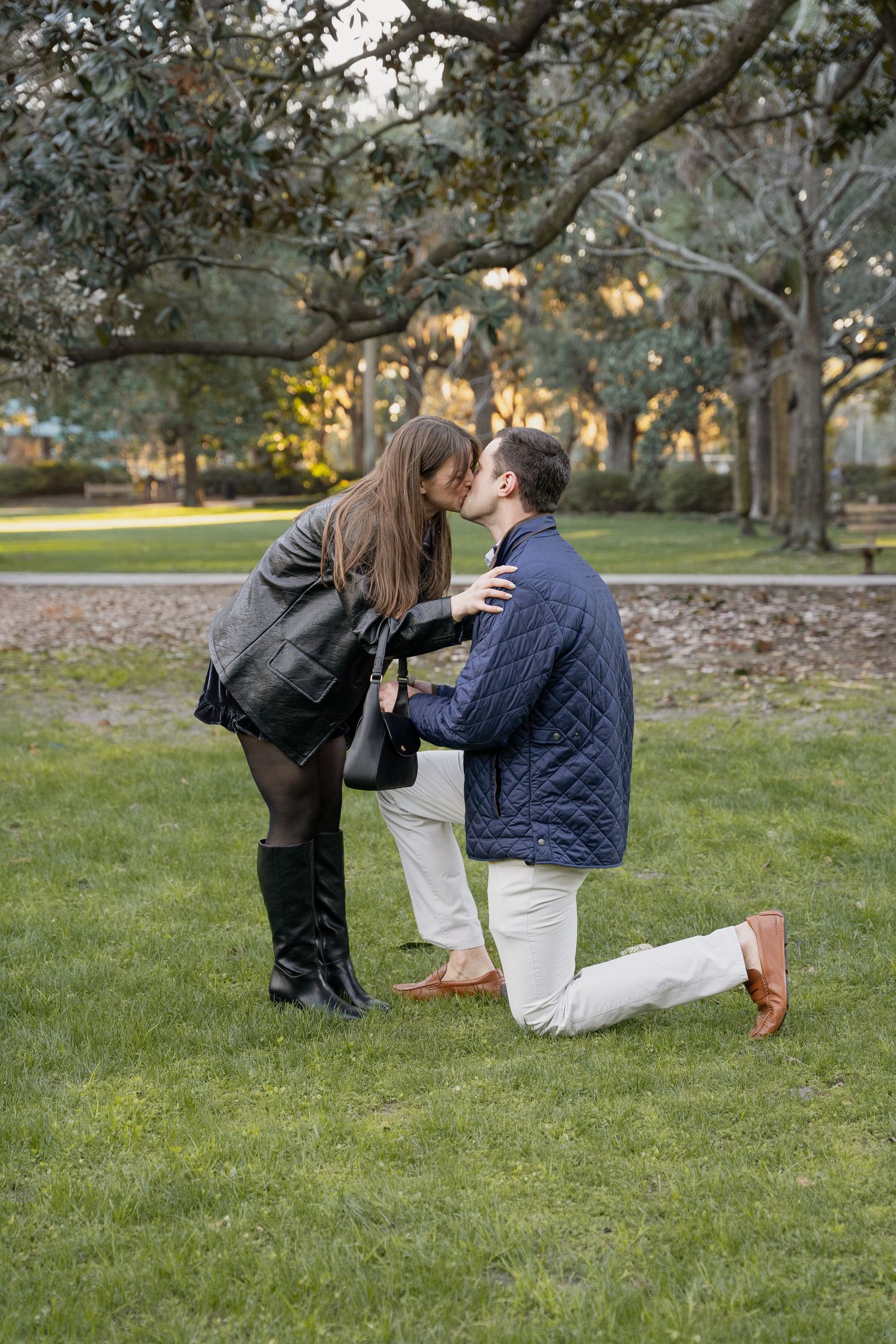Proposal photography at Forsyth Park