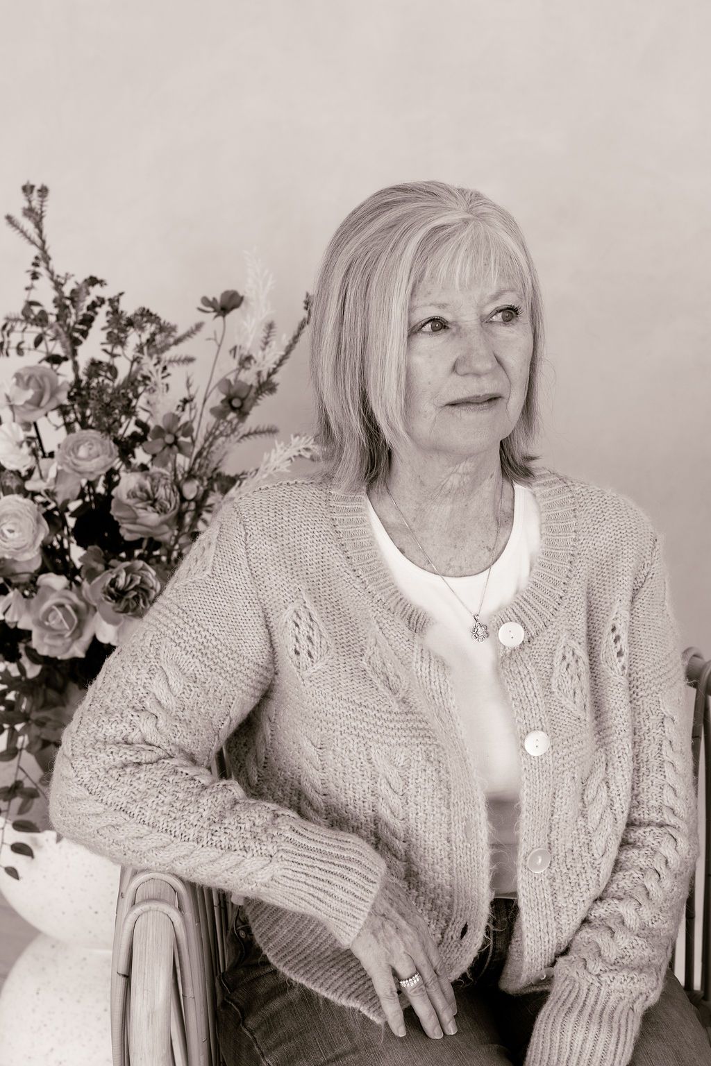 Portrait of a beautiful grandmother during an indoor photoshoot celebrating the nurturing energy of women