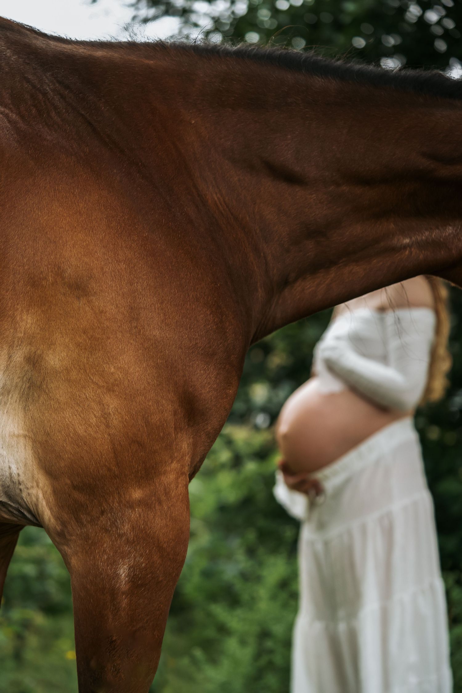 Liefdevolle zwangerschapsfotografie in Amsterdam. Intiem zijprofiel in de natuur