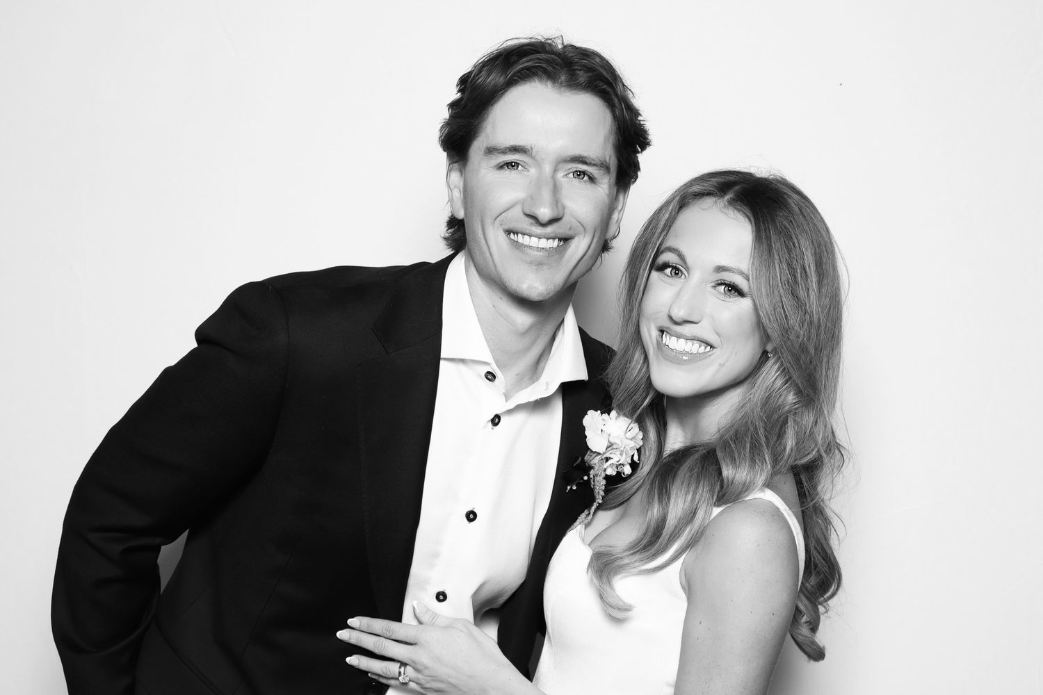 Bride and Groom posing in the portrait experience photo booth rental in Coeur d'Alene, ID.